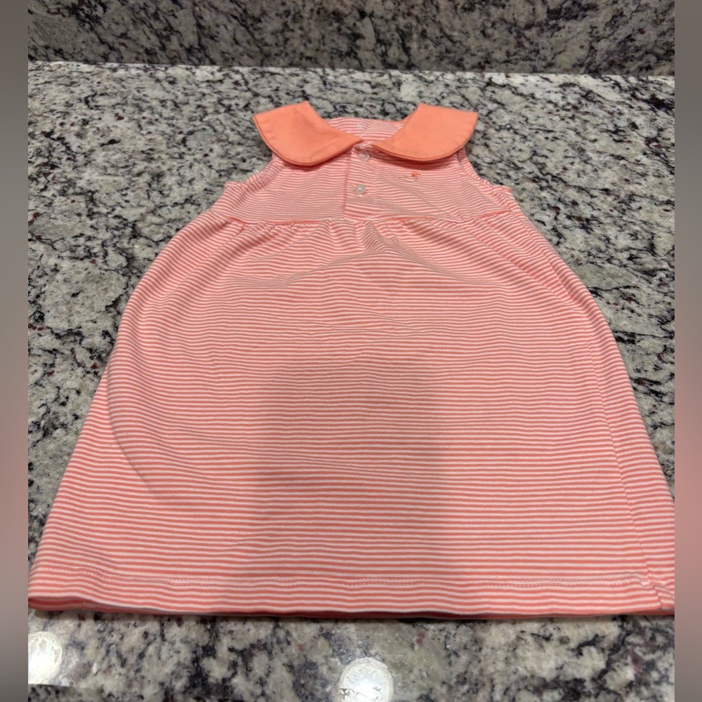 “Properly Tied” Striped Pink and Orange Sleeveless Toddler Dress, 3T, EUC